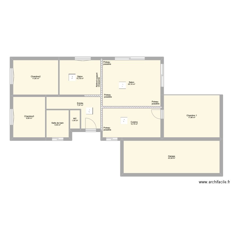 TSP PROJET. Plan de 10 pièces et 121 m2