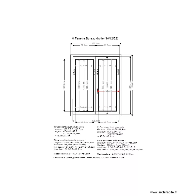 8-Fenetre Bureau droite. Plan de 