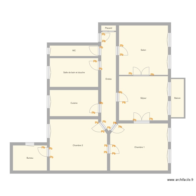 Croquis KLEIN D. Plan de 11 pièces et 125 m2