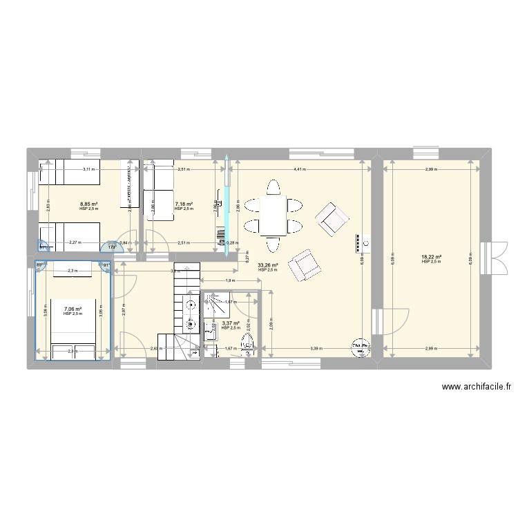 Maison Projet1. Plan de 6 pièces et 78 m2