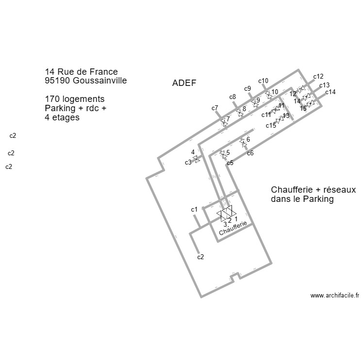 GOUSSINVILLE (FRANCE). Plan de 4 pièces et 503 m2