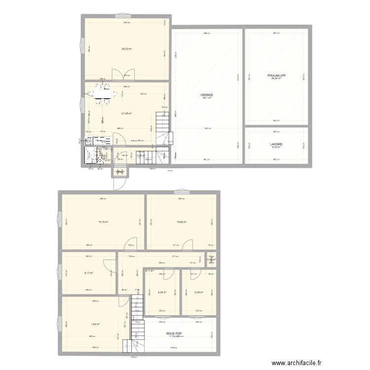 Onex 2. Plan de 18 pièces et 214 m2