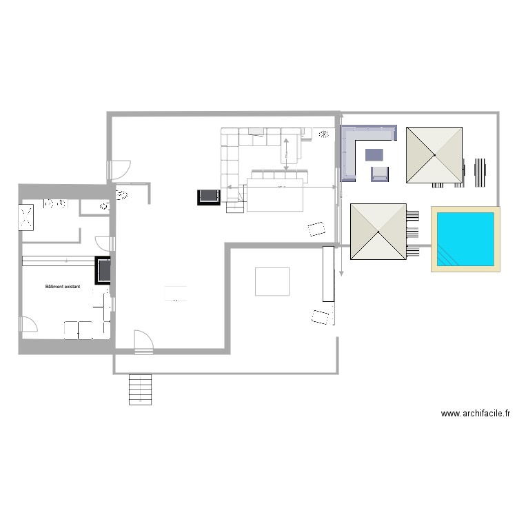 Plan extension salon 12 x 12 V6. Plan de 0 pièce et 0 m2