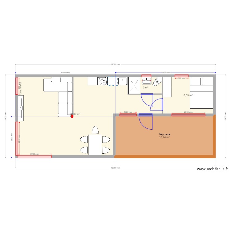 45 1 v2. Plan de 4 pièces et 53 m2