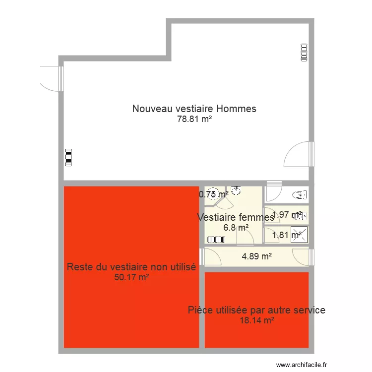 Vestiaires BRIVE. Plan de 