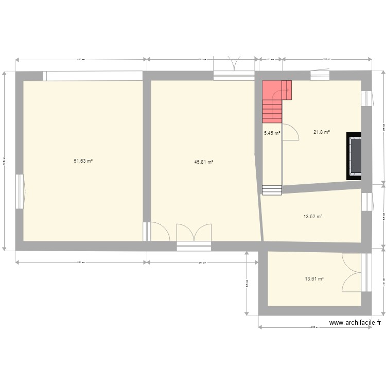 1ere etage Etat actuel. Plan de 0 pièce et 0 m2