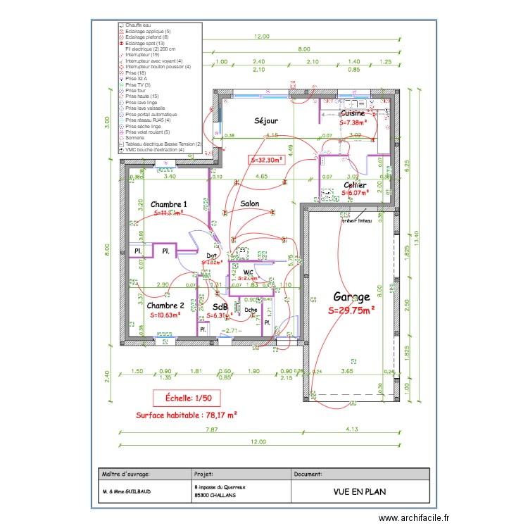 plan elec guilbaud. Plan de 0 pièce et 0 m2