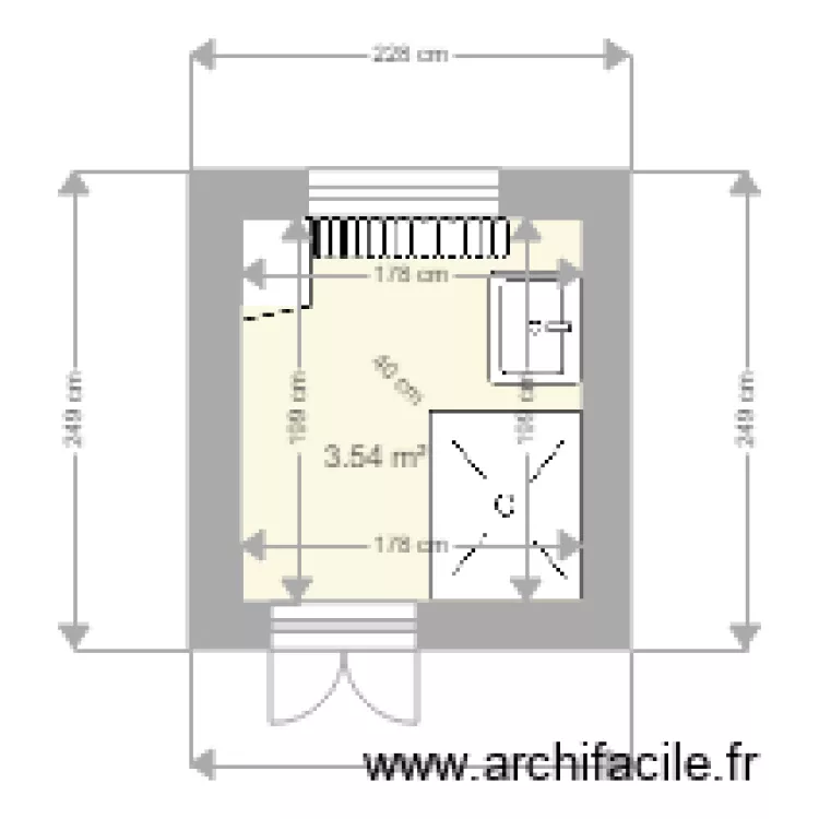 Delahaye SDB Godinne apr&egrave;s. Plan de 