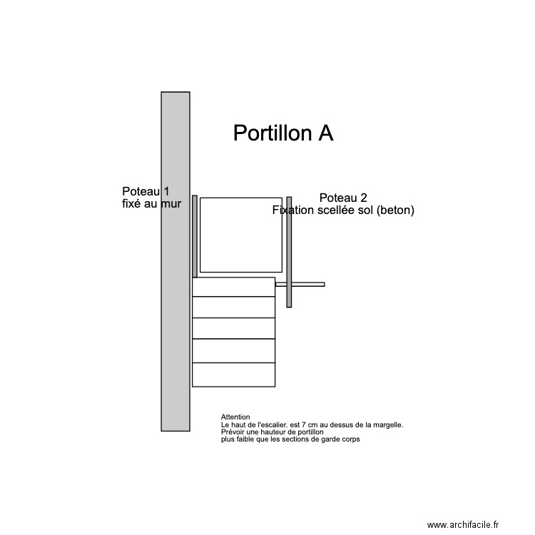 Portillon 1 garde corps. Plan de 0 pièce et 0 m2