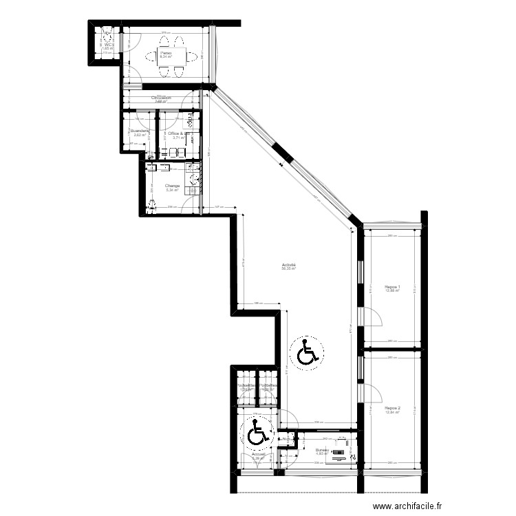 92 Nanterre 118 Salvador Projet JORDAN. Plan de 13 pièces et 120 m2