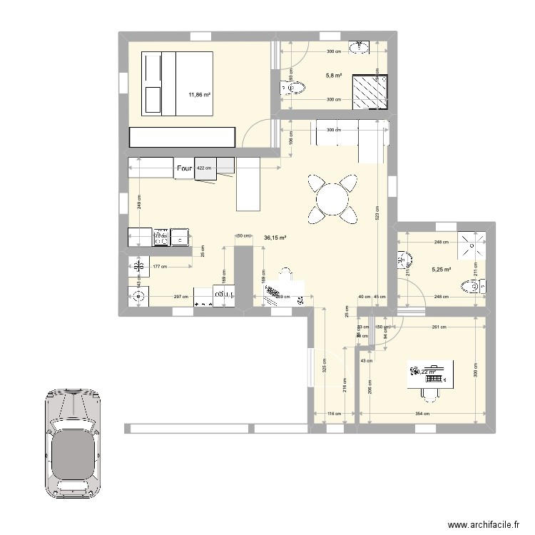 Maison Lamentin. Plan de 5 pièces et 69 m2