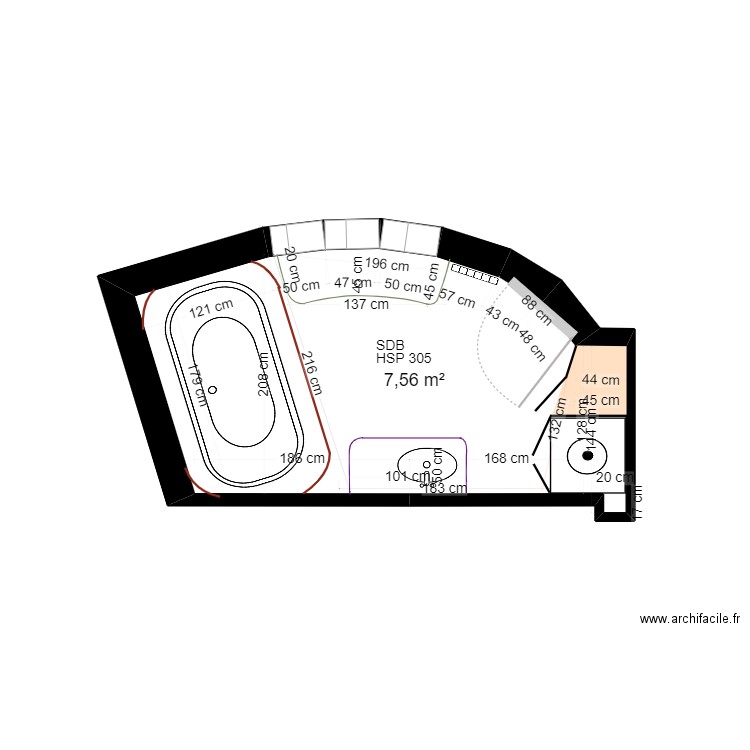 appartement THILLOY PROJET DEFINITIF  - new SDB 1 - 2023. Plan de 1 pièce et 8 m2