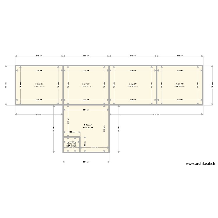 s d bain maussane 21. Plan de 6 pièces et 39 m2