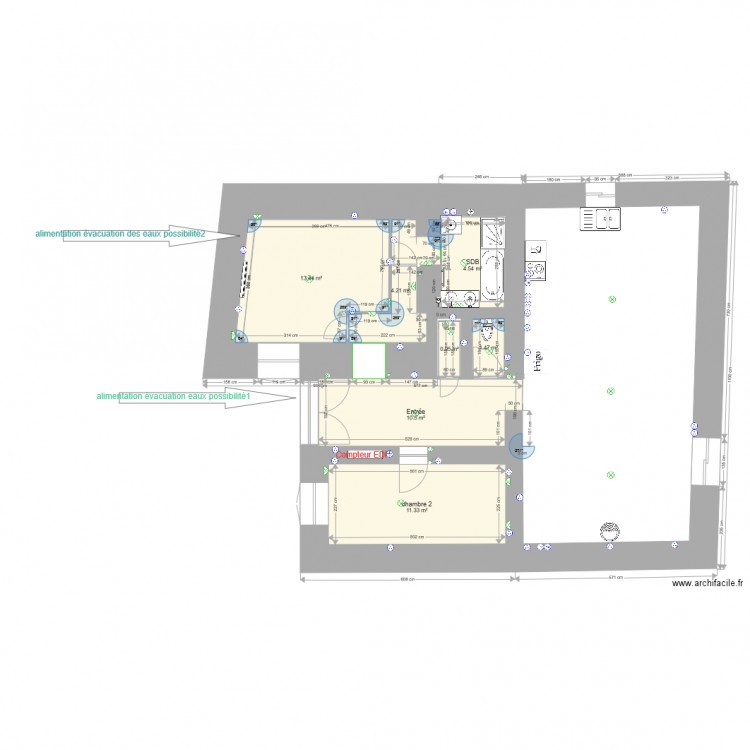 monetier RDC electricité sans meubles. Plan de 0 pièce et 0 m2