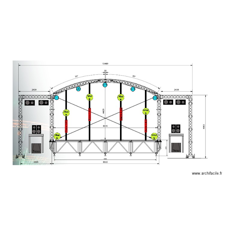 scène face cité bleue. Plan de 0 pièce et 0 m2