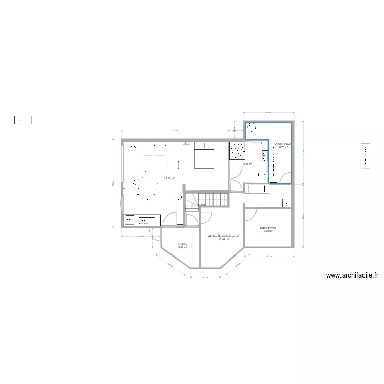 sous sol amenag&eacute;. Plan de 