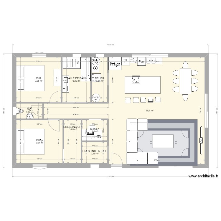 MAISON BOUVESSE. Plan de 9 pièces et 96 m2