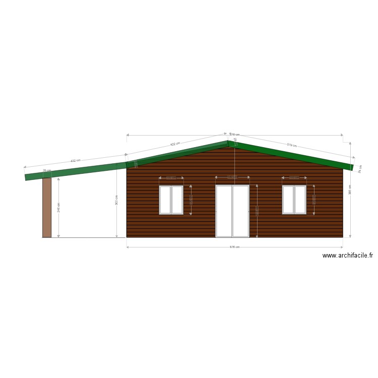 façade sud. Plan de 0 pièce et 0 m2