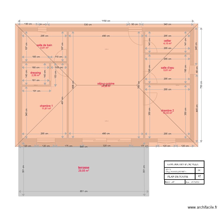 fred plan de toiture CORRIGE. Plan de 8 pièces et 104 m2