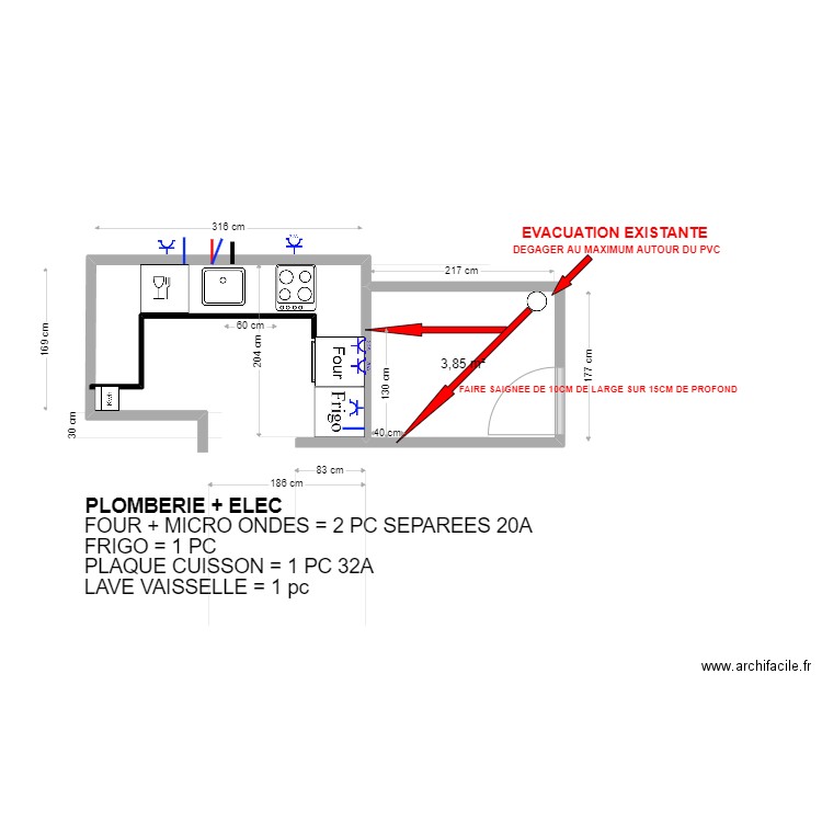 future cuisine 4pces. Plan de 1 pièce et 4 m2