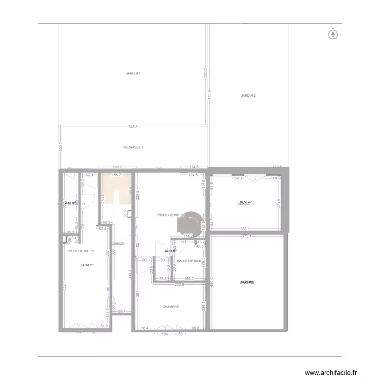 TEST- DERENT. Plan de 5 Pièces et 74 m² TEST- DERENT. Plan de 5 Pièces et 74 m²