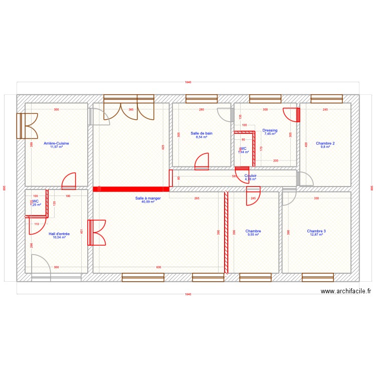 Vandelicourt (projet alternatif). Plan de 12 pièces et 245 m2