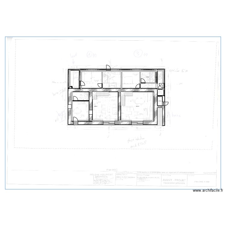DUHIL. Plan de 5 pièces et 90 m2