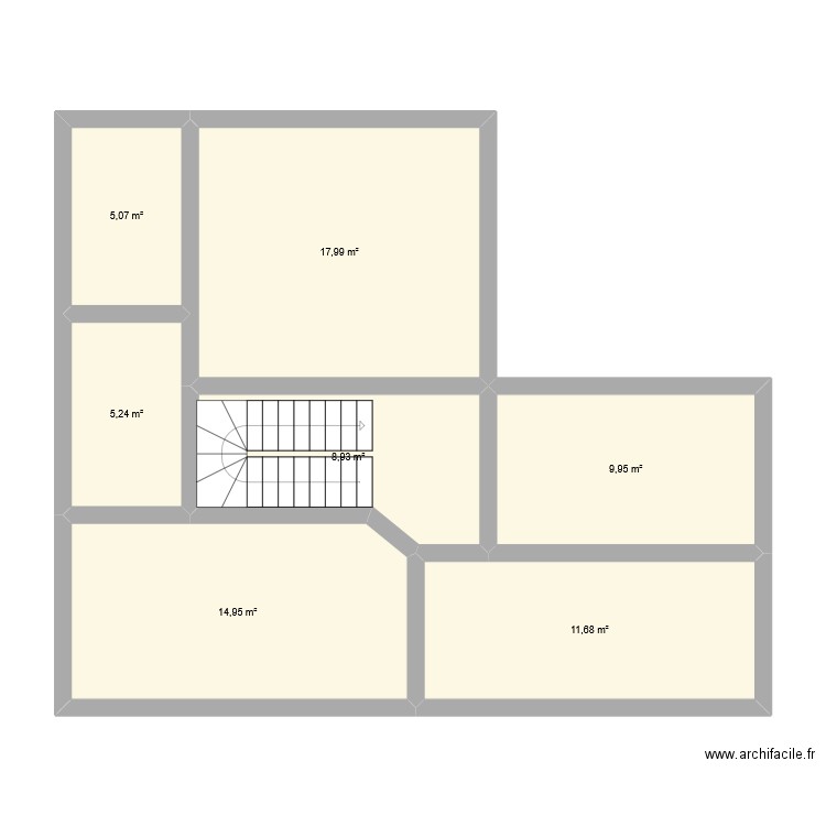 bois 2 etage. Plan de 7 pièces et 74 m2