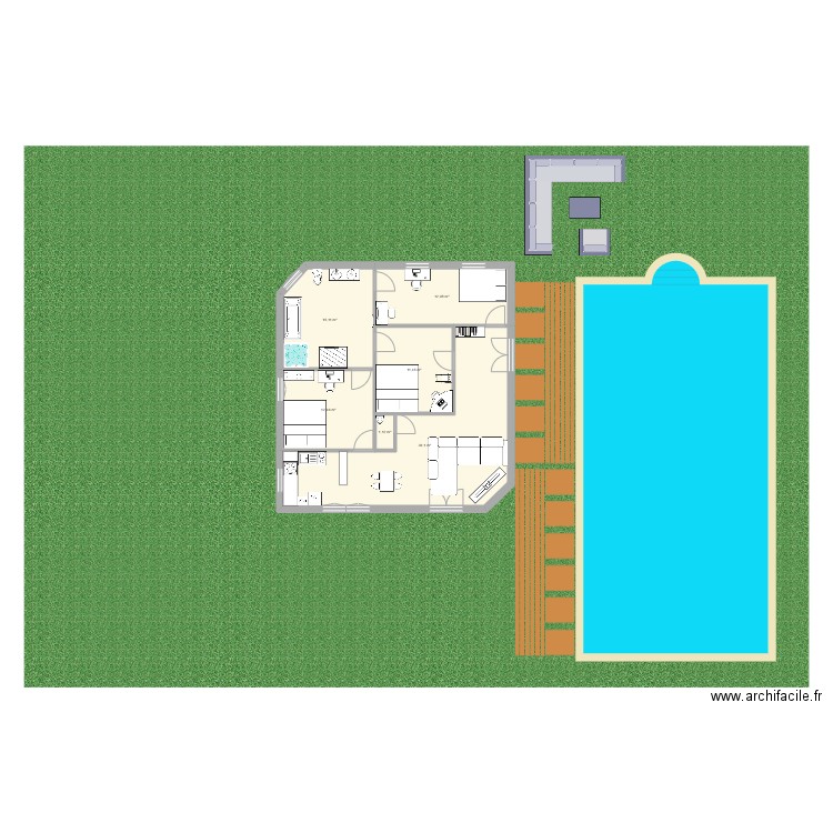 salle de bain. Plan de 6 pièces et 89 m2