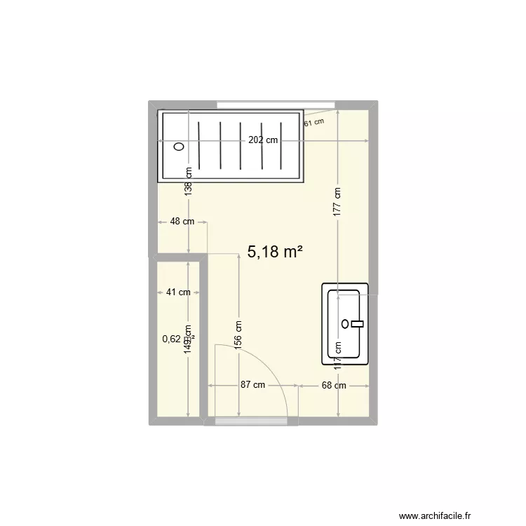 Salle de bains. Plan de 