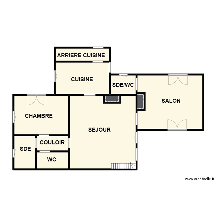 jan. Plan de 8 pièces et 82 m2