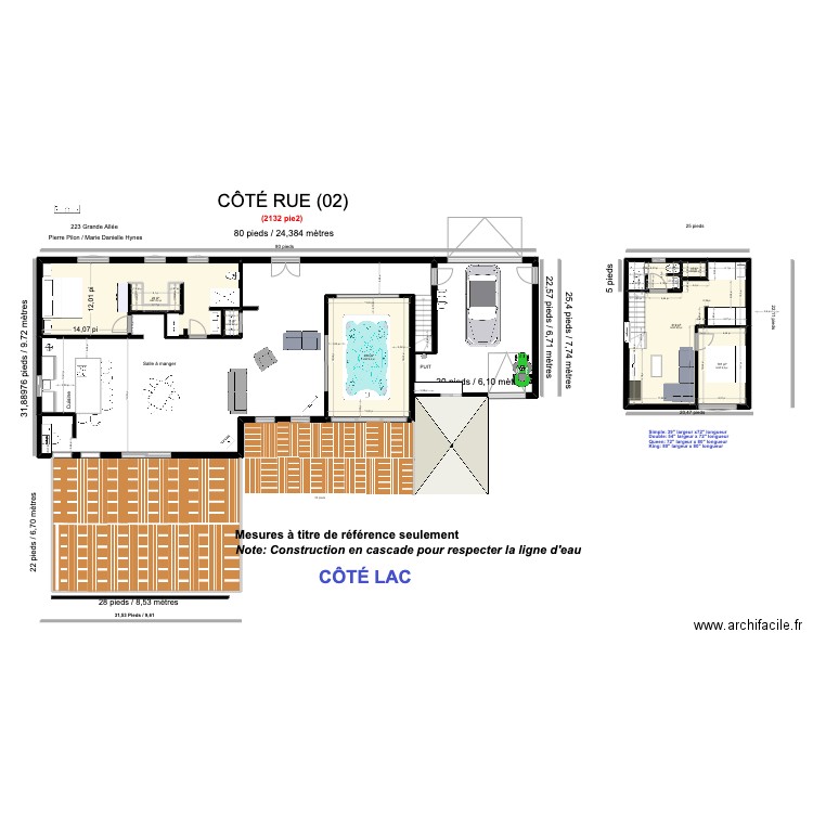 Chalet premier plancher + plein garage (02). Plan de 7 pièces et 97 m2