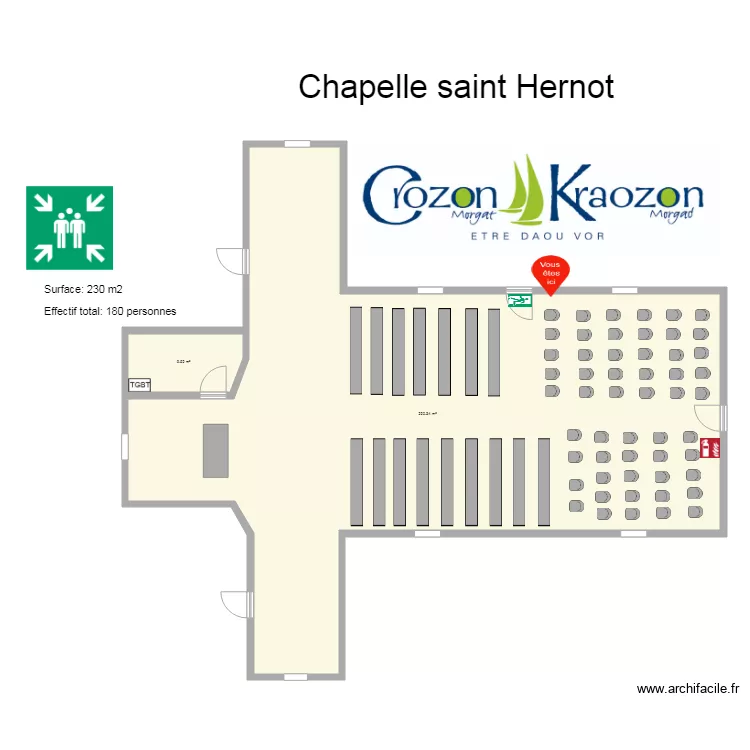 CHAPELLE Saint HERNOT. Plan de 