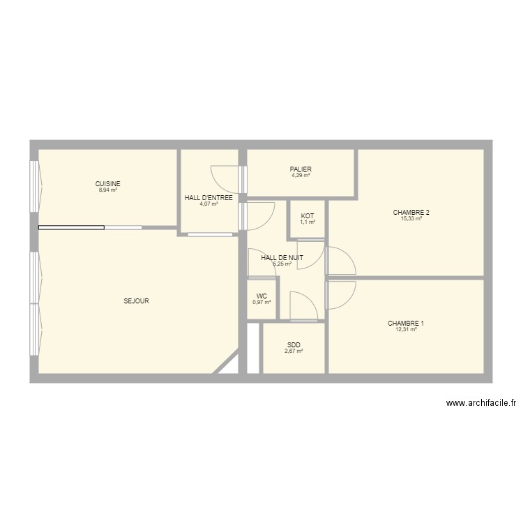 VINCENT 1. Plan de 12 pièces et 79 m2