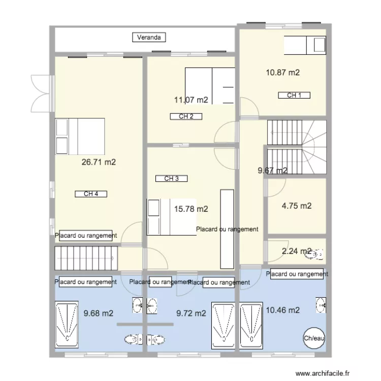 VILLA ST AND etage projet. Plan de 