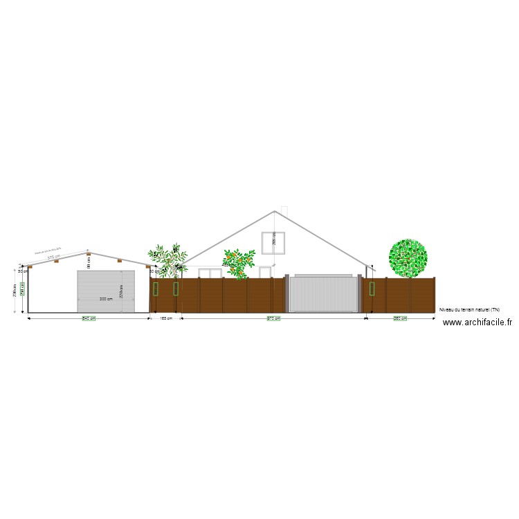 Vue en coupe façade EST. Plan de 0 pièce et 0 m2