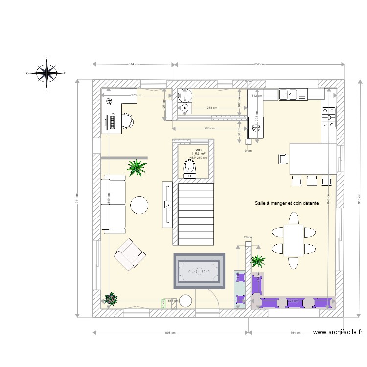 PLAN RDC - Devoir 4. Plan de 2 pièces et 77 m2