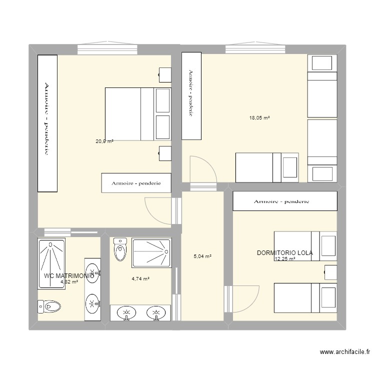 DORM PLANTA ALTA. Plan de 6 pièces et 66 m2