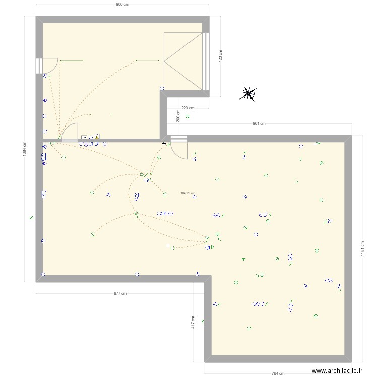 Implantation électrique DECAYEUX. Plan de 1 pièce et 184 m2