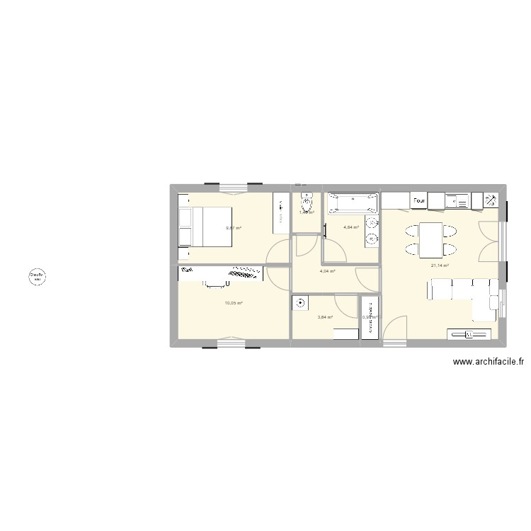 maison 60m2 - 3. Plan de 8 pièces et 56 m2