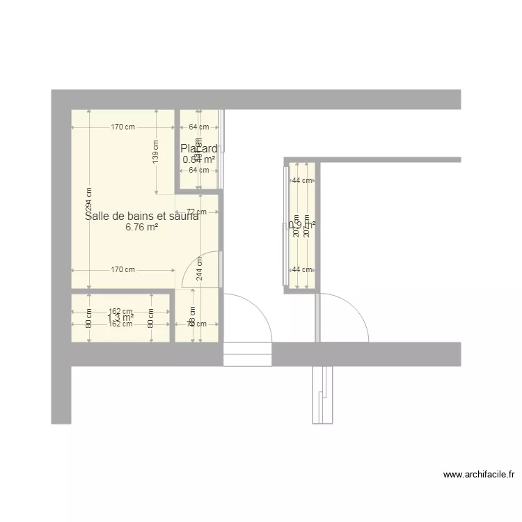 Projet de dressing &eacute;tat initial. Plan de 