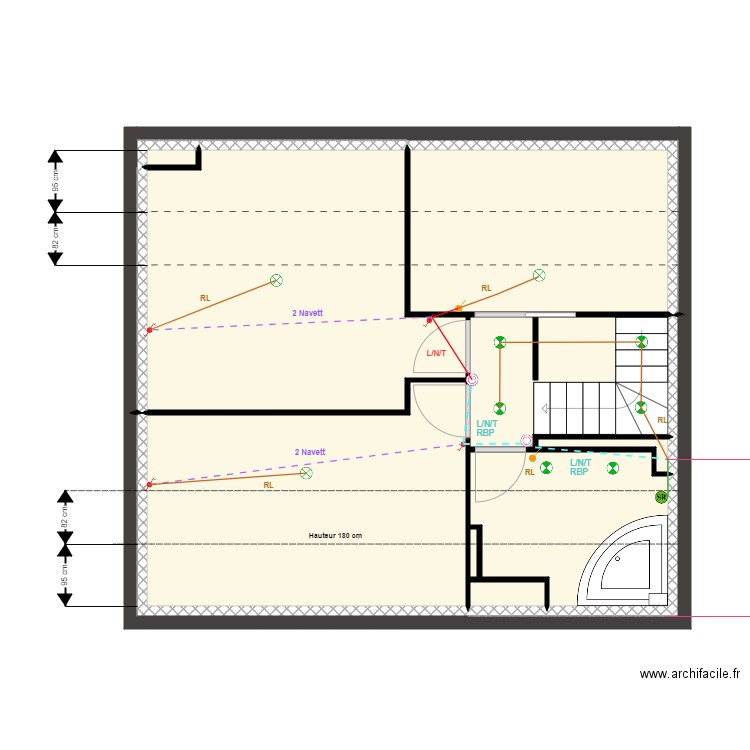 Maison 1er étage ELECTRICITE Circuit lumière . Plan de 0 pièce et 0 m2