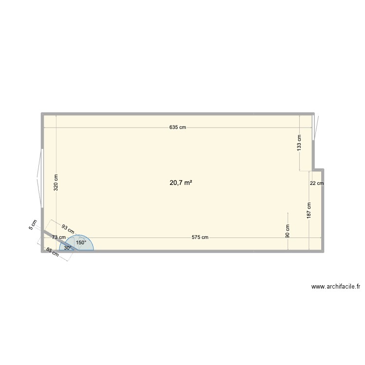 183B CHAMBRE V1. Plan de 1 pièce et 21 m2