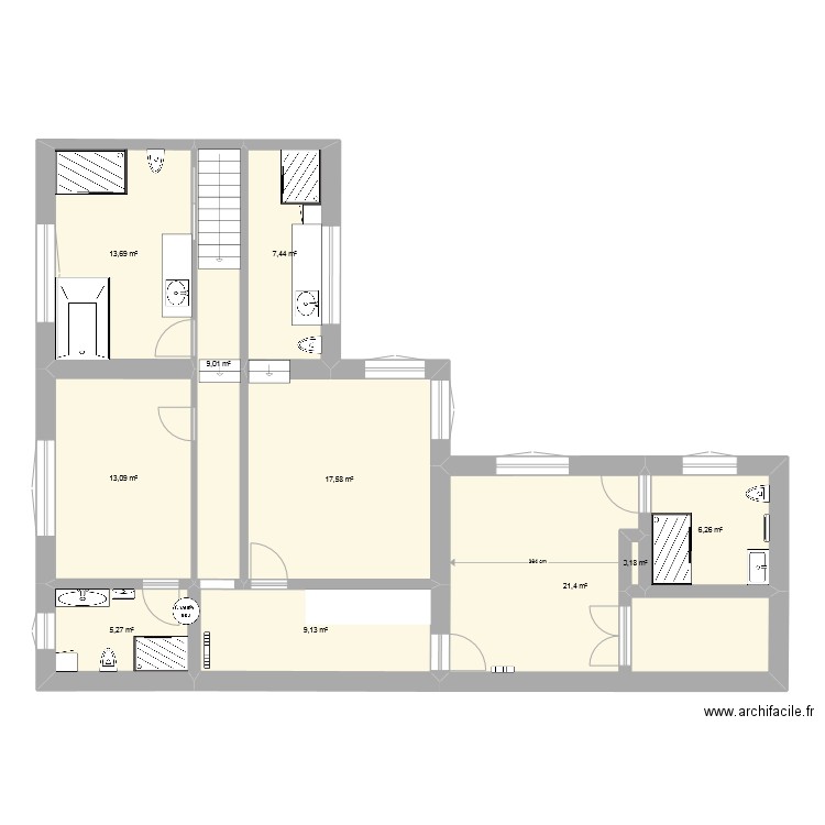 Niveau 1 projet N. Plan de 10 pièces et 103 m2