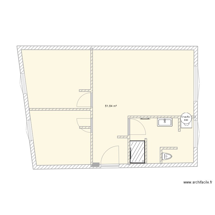 R1G BIS2. Plan de 1 pièce et 52 m2