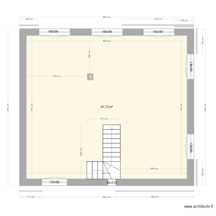 ETAGE MACONNERIE JORGE. Plan de 1 pièce et 62 m2