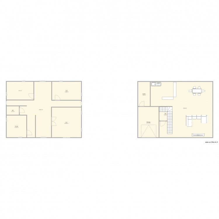 Maison 12X9 étage1 3 Ch. Plan de 0 pièce et 0 m2