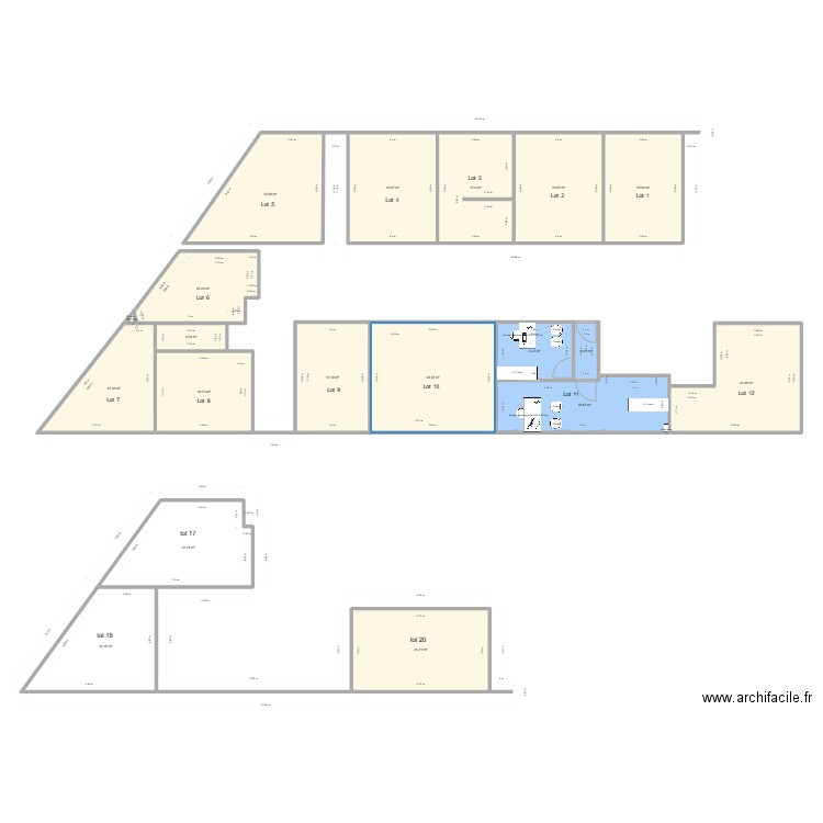 surfaces 2 cardio 11. Plan de 19 pièces et 326 m2