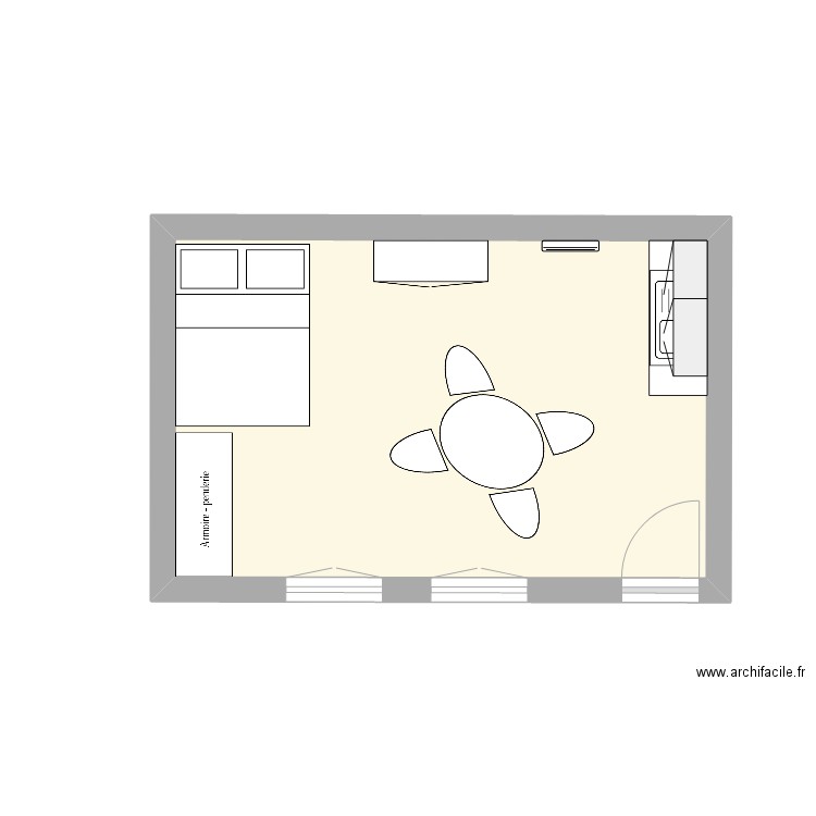 ApptMarine. Plan de 1 pièce et 19 m2