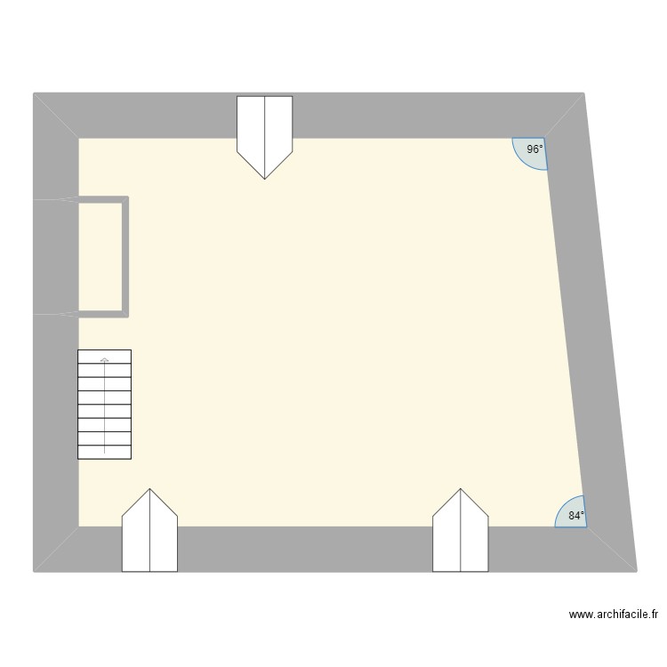 MERGNAT Etage Existant. Plan de 2 pièces et 62 m2